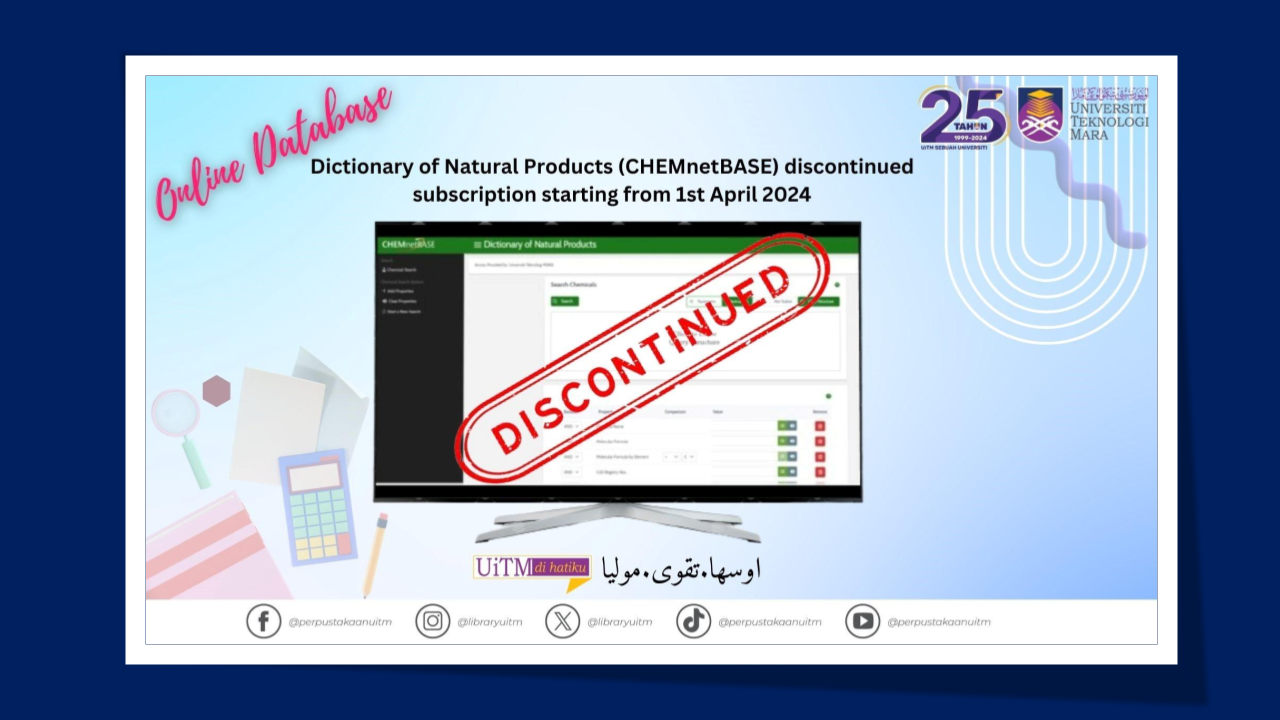Discontinued of Database Subscription: CHEMNetBASE